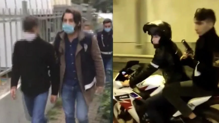 Motosiklet üzerinde havaya ateş açan iki maganda yakalandı