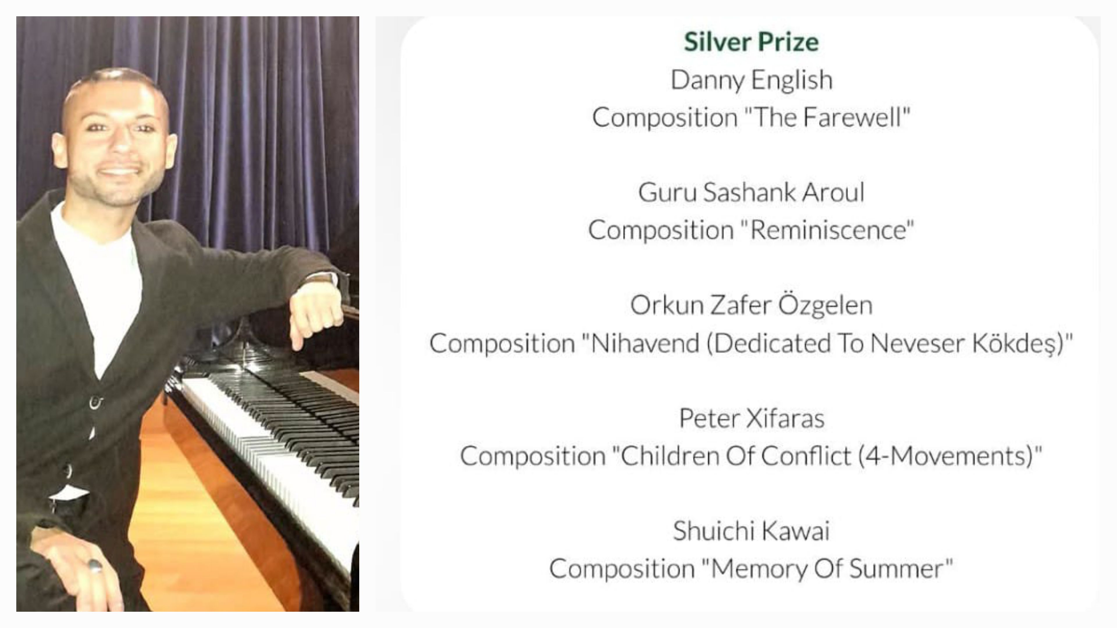Orkun Zafer Özgelen'e Carl Reinecke Uluslararası Müzik Yarışmasından Silver Ödülü