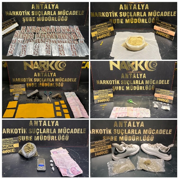 Narkotik Suçlarla Mücadelede Antalya genelinde Operasyonlar Yapıldı