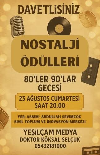Yeşilçam Medya’dan 28. Ödül Töreni: “Nostalji Ödülleri” Gecesi 23 Ağustos’ta Antalya’da!
