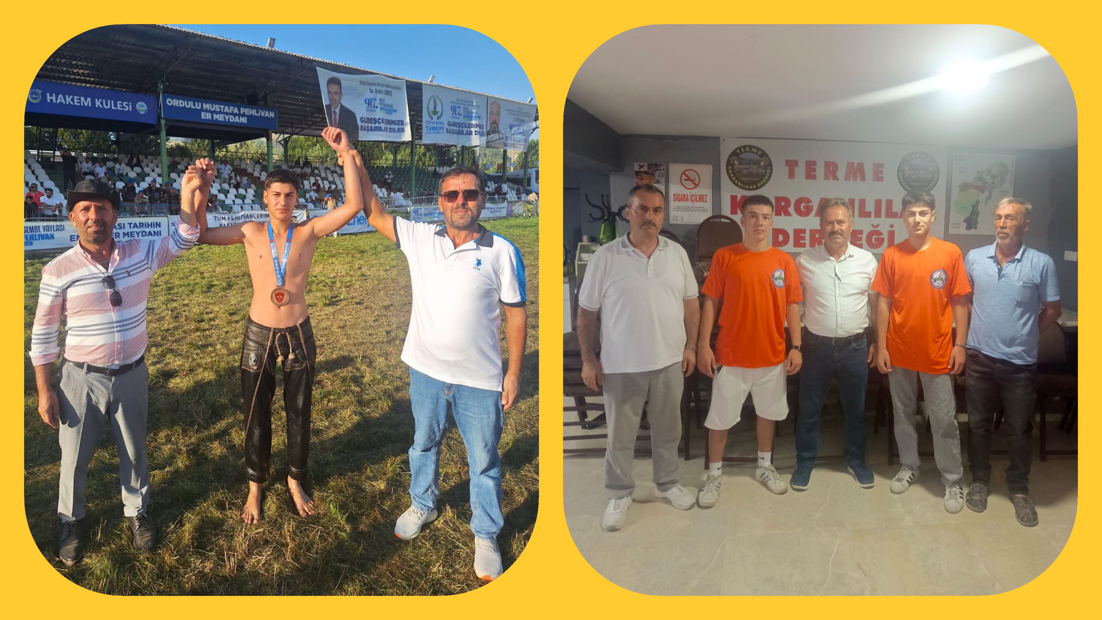 Aybastı Perşembe Yaylası Güreşlerinde dereceye giren Taner Çandur ve Mehmet Can İsen’e tebrik