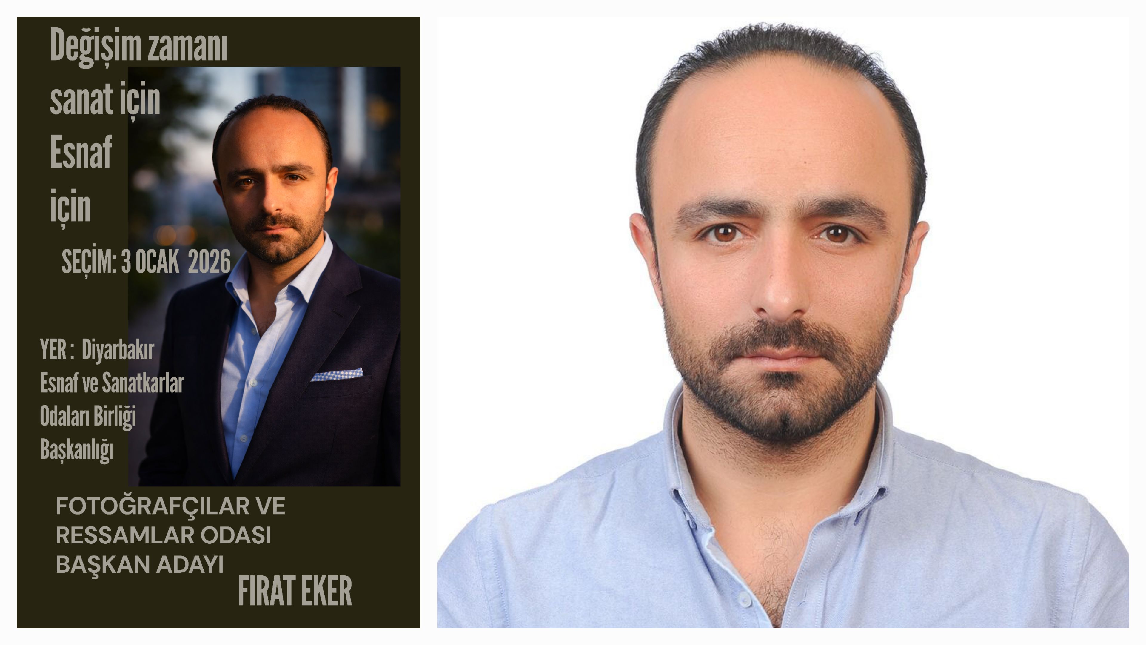Diyarbakır Esnaf ve Sanatkarlar Odaları Birliği Fotoğrafçılar ve Ressamlar Odası Başkanlığına Fırat Eker Adaylığını Açıkladı