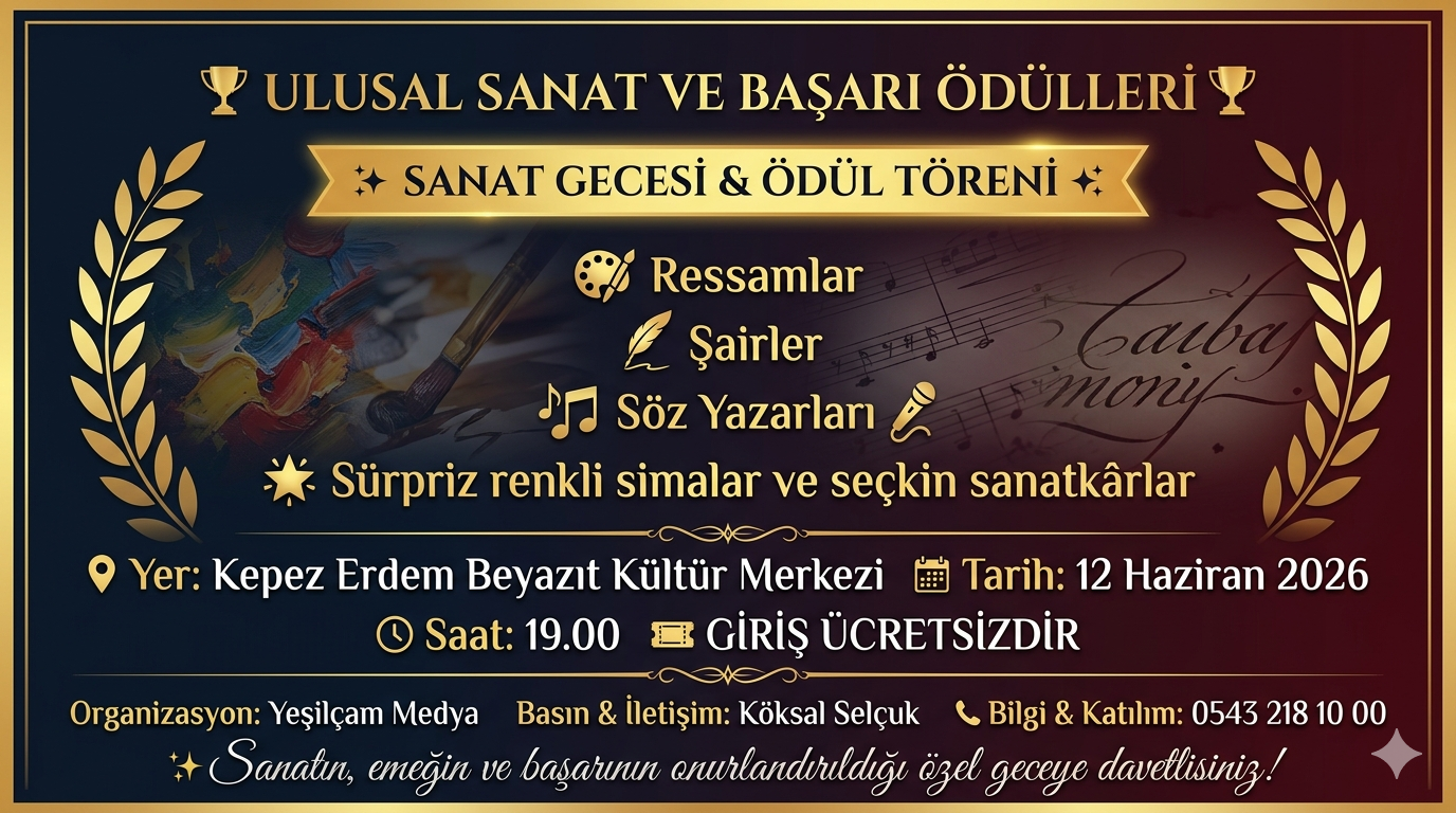 Ulusal Sanat ve Başarı Ödülleri Antalya’da Sanatseverlerle Buluşuyor