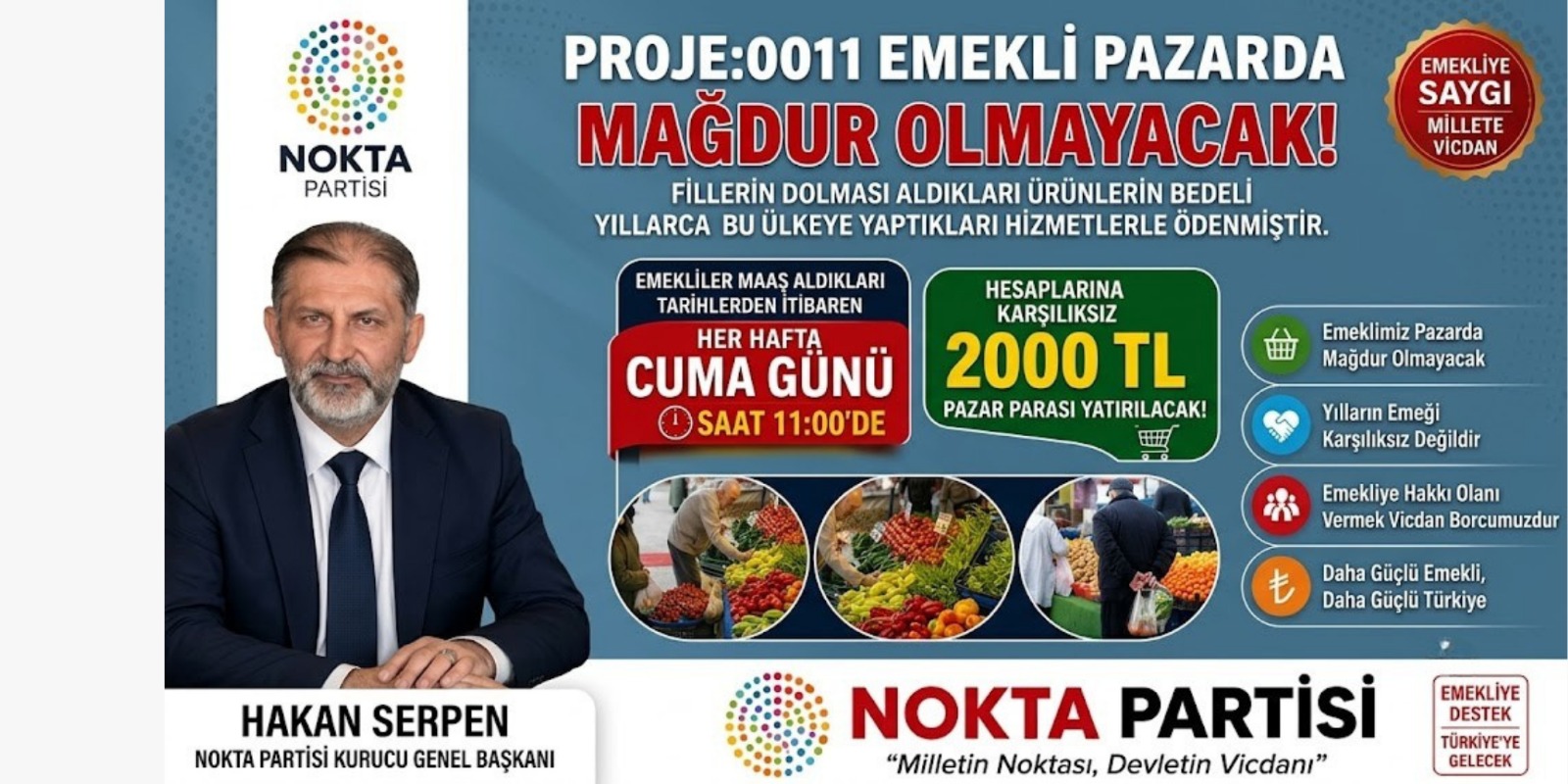 Nokta Partisi’nden Emeklilere Yönelik Yeni Destek Projesi: “Emekli Pazarda Mağdur Olmayacak”