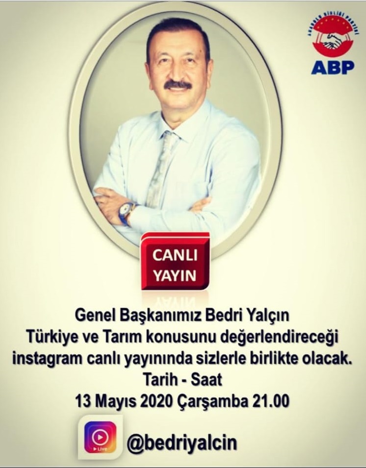 ABP Genel Başkanı Bedri Yalçın Saat 21.00'da Instagram Canlı Yayınında!