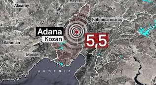 Adana'daki 5.5 büyüklüğünde deprem