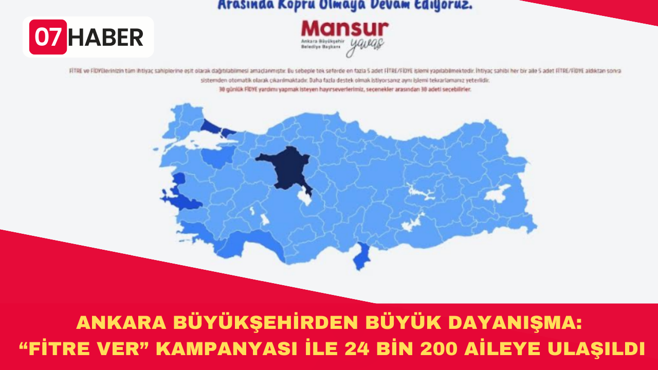 ANKARA BÜYÜKŞEHİRDEN BÜYÜK DAYANIŞMA: “FİTRE VER” KAMPANYASI İLE 24 BİN 200 AİLEYE ULAŞILDI