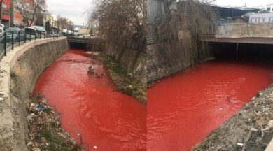 Ankara Çayı'nın bir süre kırmızı renkte akması vatandaşları tedirgin etti