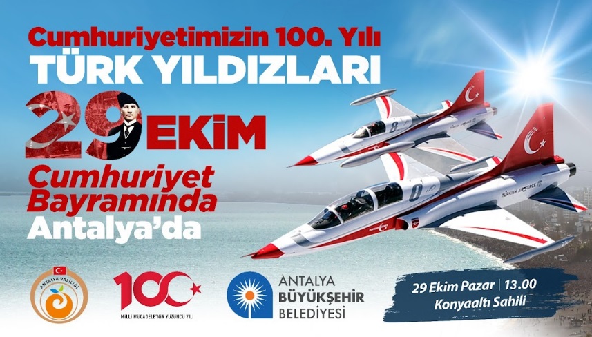 Antalya Cumhuriyetin 100. Yılını Türk Yıldızları ile kutlayacak