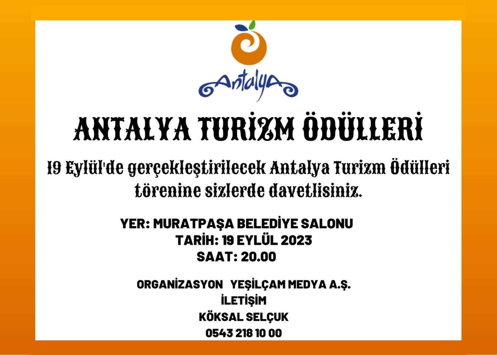 “ANTALYA TURİZM ÖDÜLLERİ”