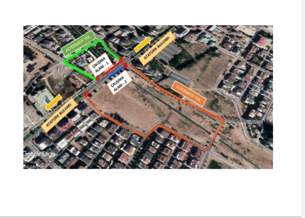 Asfalt çalışması nedeniyle Atatürk Bulvarı'nın bir kısmı trafiğe kapatılacak