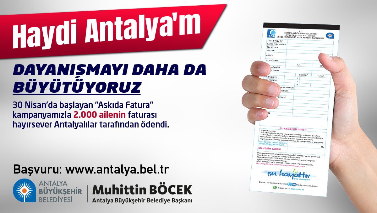  Askıda Fatura uygulaması ile 2 bin ailenin su faturaları ödendi