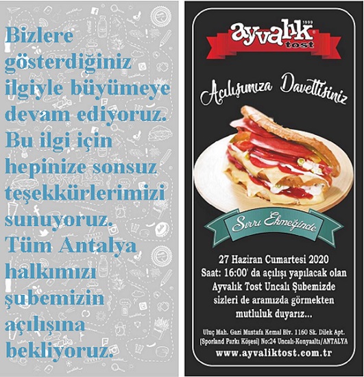 Ayvalık Tost Uncalı'da açılıyor