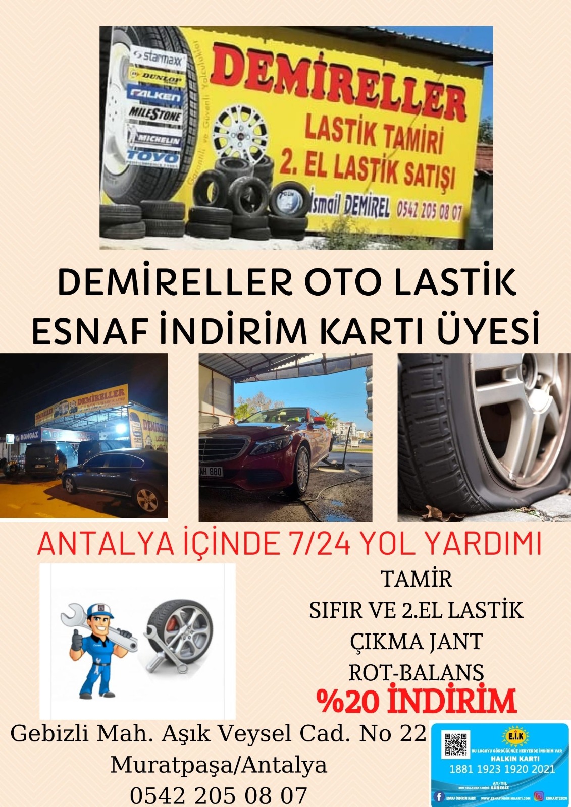 DEMİRELLER OTO LASTİK ESNAF İNDİRİM KARTI ÜYESİ