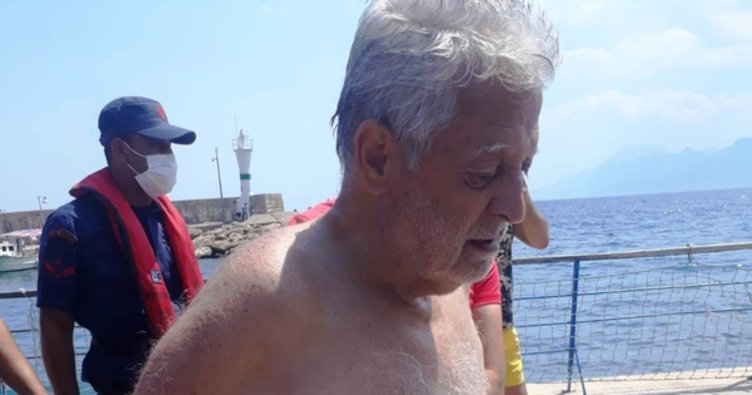 Denizde mahsur kalan yaşlı adamı sahil güvenlik kurtardı.