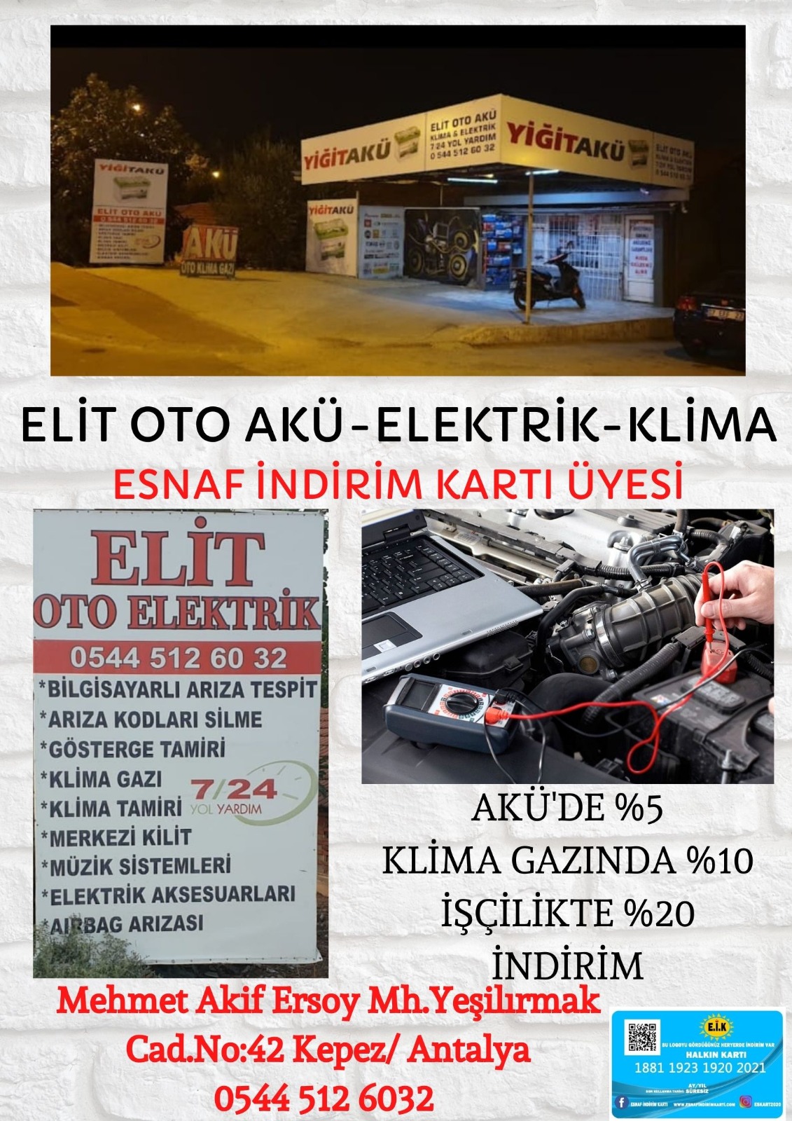 ELİT OTO AKÜ-ELEKTRİK-KLİMA ESNAF İNDİRİM KARTI ÜYESİ