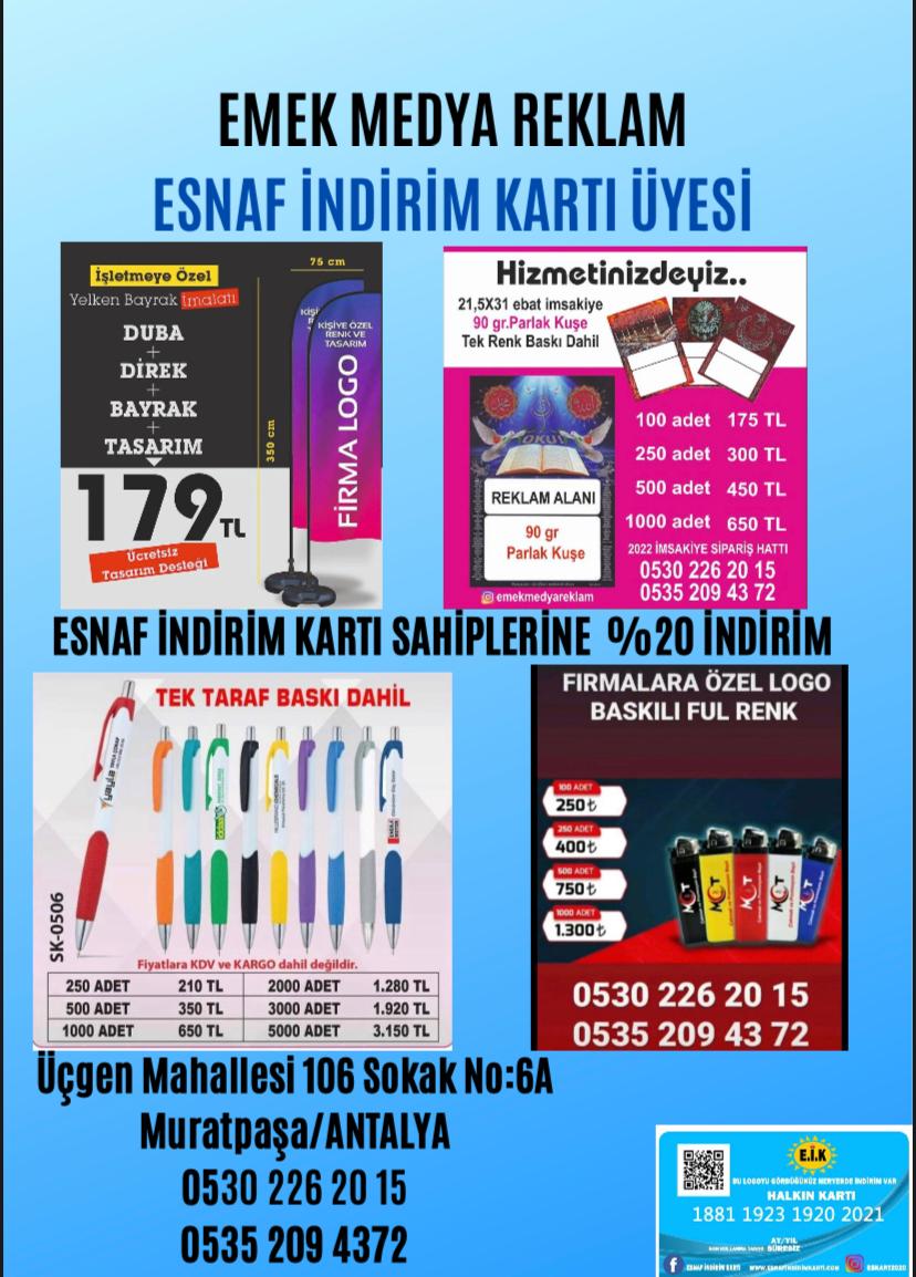 EMEK MEDYA REKLAM İNDİRİM KARTI ÜYESİ