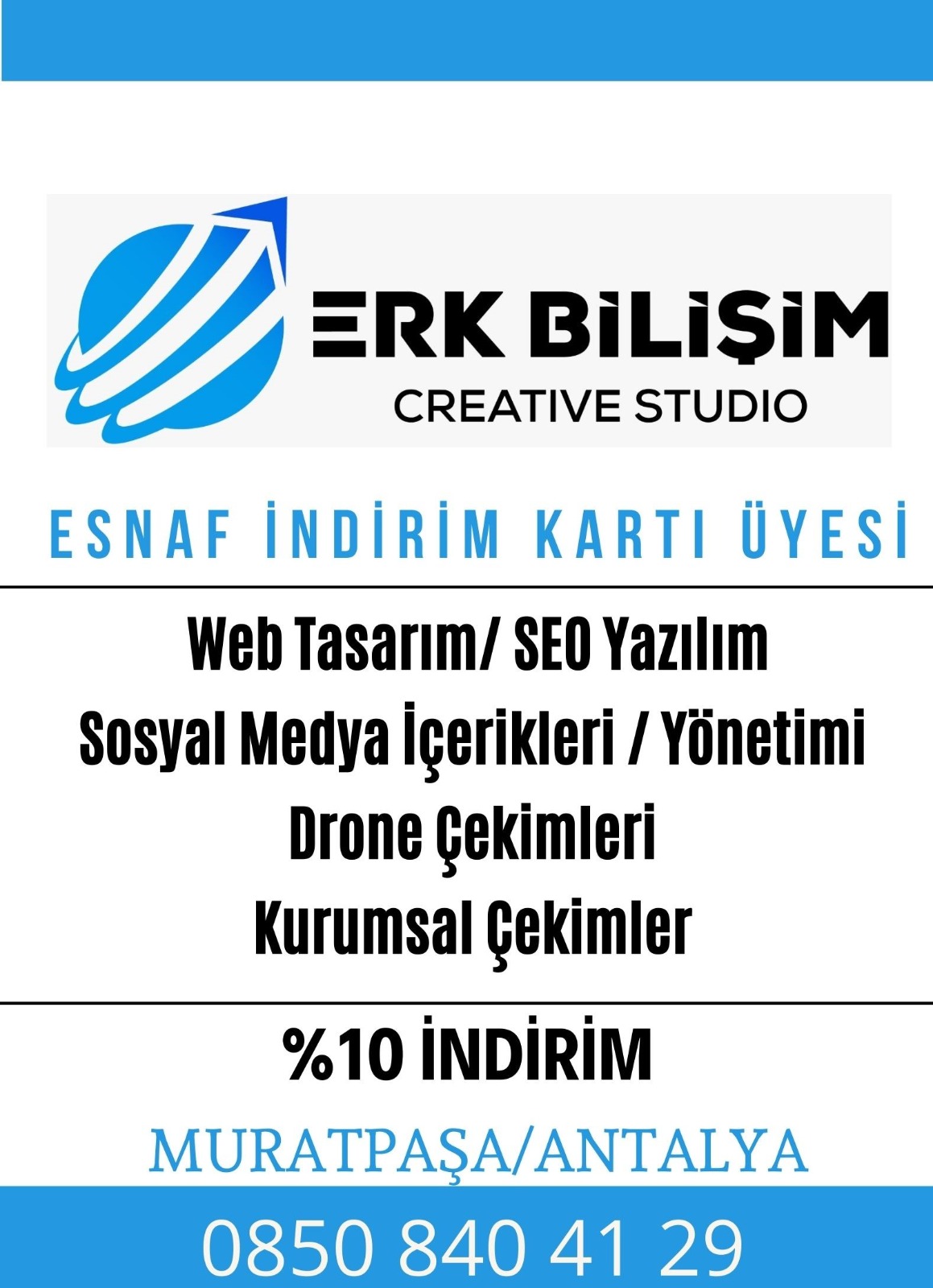 ERK BİLİŞİM(CREATİVE STUDİO)ESNAF İNDİRİM KARTI ÜYESİ