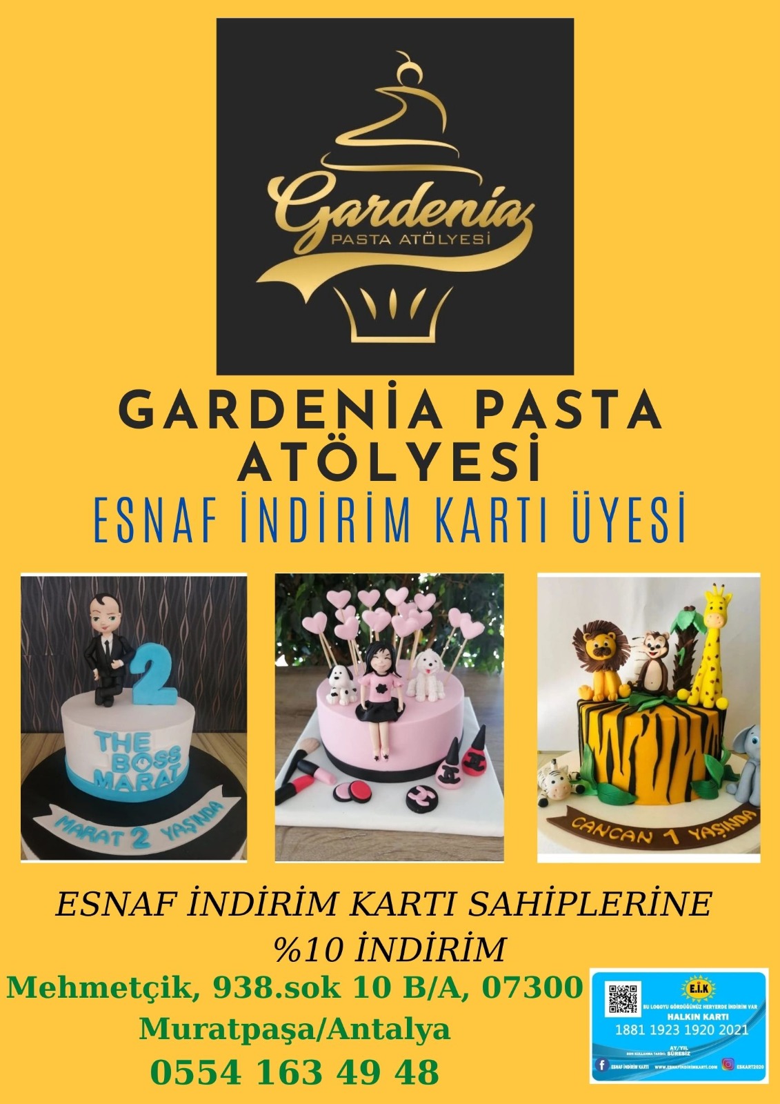 GARDENİA PASTA ATÖLYESİ ESNAF İNDİRİM KARTI ÜYESİ...!!