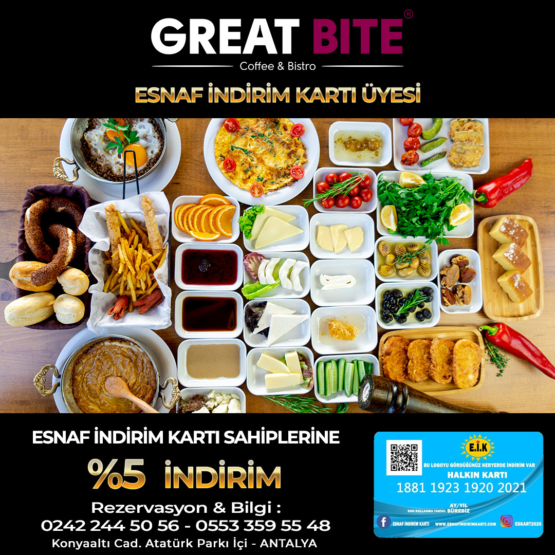 GREAT BITE COFFEE BISTRO ESNAF İNDİRİM KARTI ÜYESİ