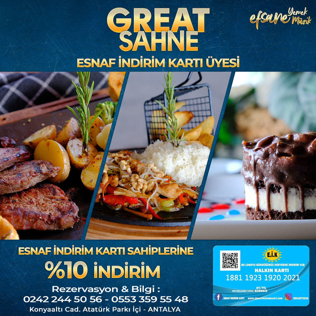 GREAT SAHNE ESNAF İNDİRİM KARTI ÜYESİ