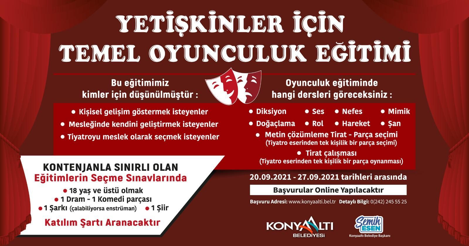 Konyaaltı’ndan yetişkinler için temel oyunculuk eğitimi