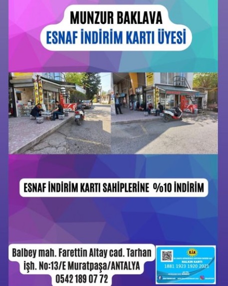 MANZUR BAKLAVA VE SÜT TATLILARI ESNAF İNDİRİM KARTI ÜYESİ