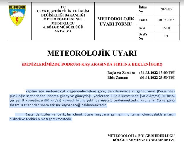 METEOROLOJİK UYARI