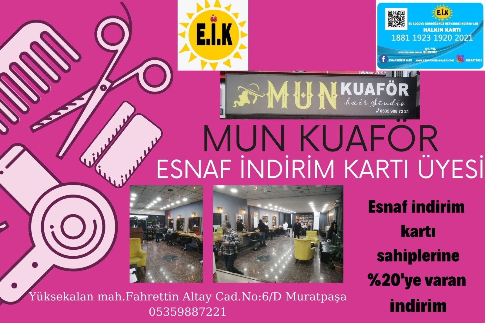 MUN BAYAN KUAFÖRÜ ESNAF İNDİRİM KART ÜYESİ