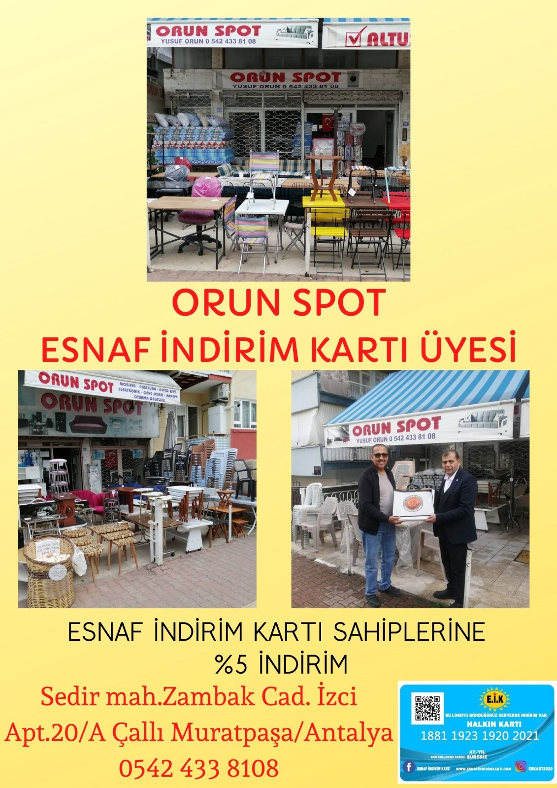 ORUN SPOT ESNAF İNDİRİM KARTI ÜYESİ