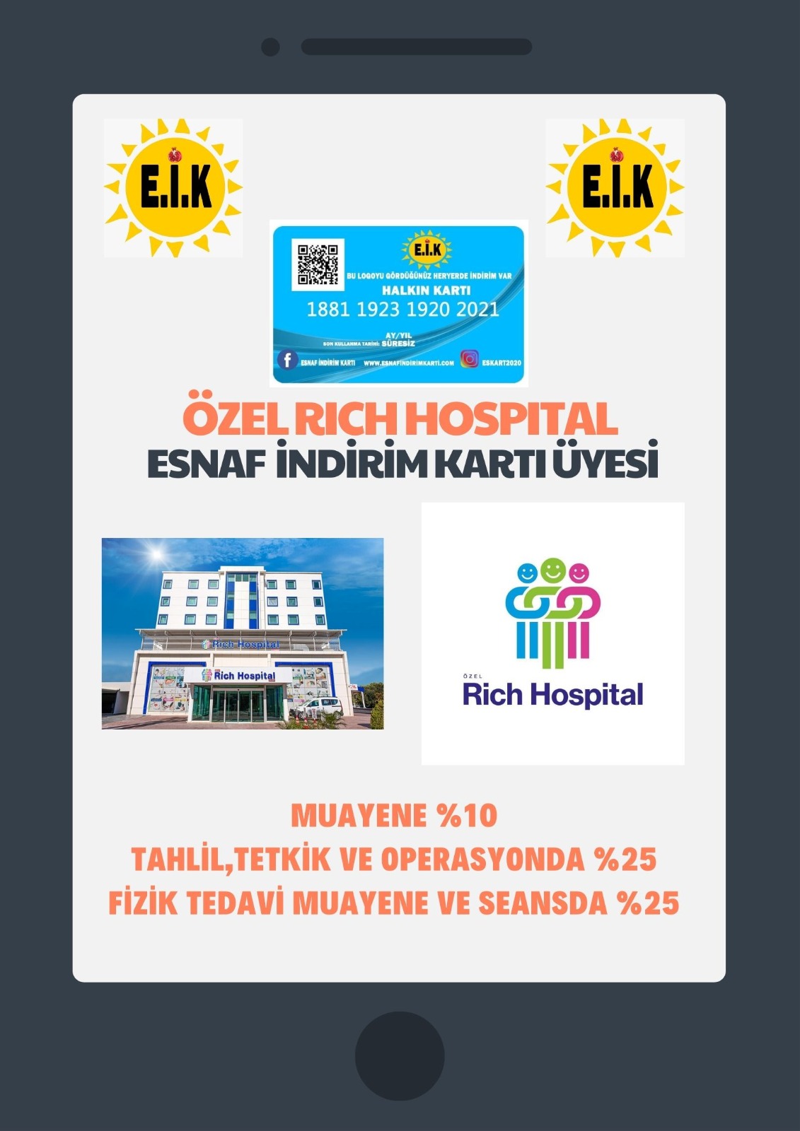 ÖZEL RICH HOSPITAL ESNAF KART İNDİRİM ÜYESİ