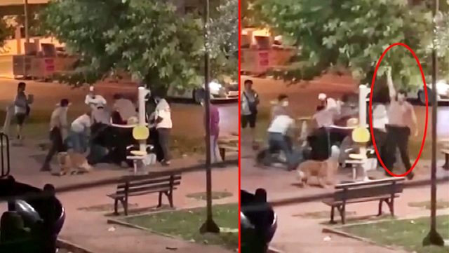 Parkta kavga eden akrabalar, mahalle bekçilerinin havaya açtığı ateşin sesiyle ayrıldı