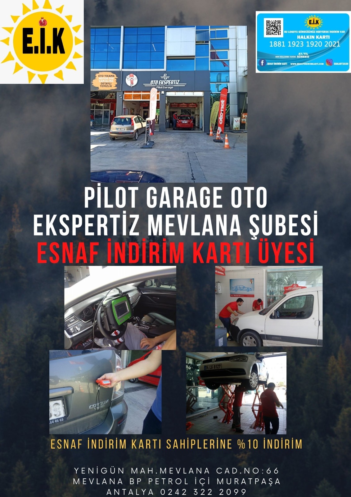 PİLOT GARAGE OTO EKSPERTİZ MEVLANA ŞUBESİ ESNAF İNDİRİM KART ÜYESİ