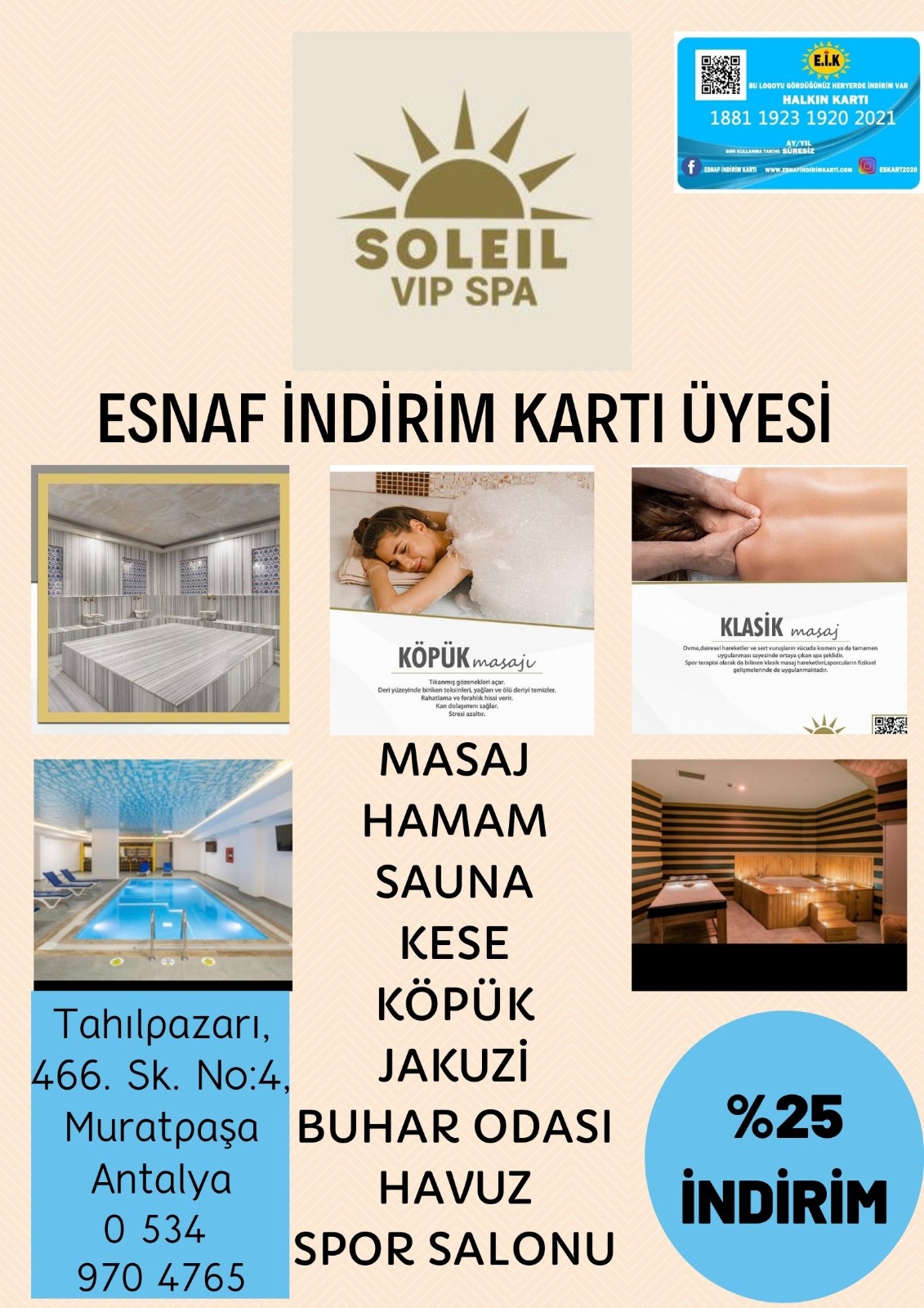 SOLEIL VIP SPA ESNAF İNDİRİM KARTI ÜYESİ