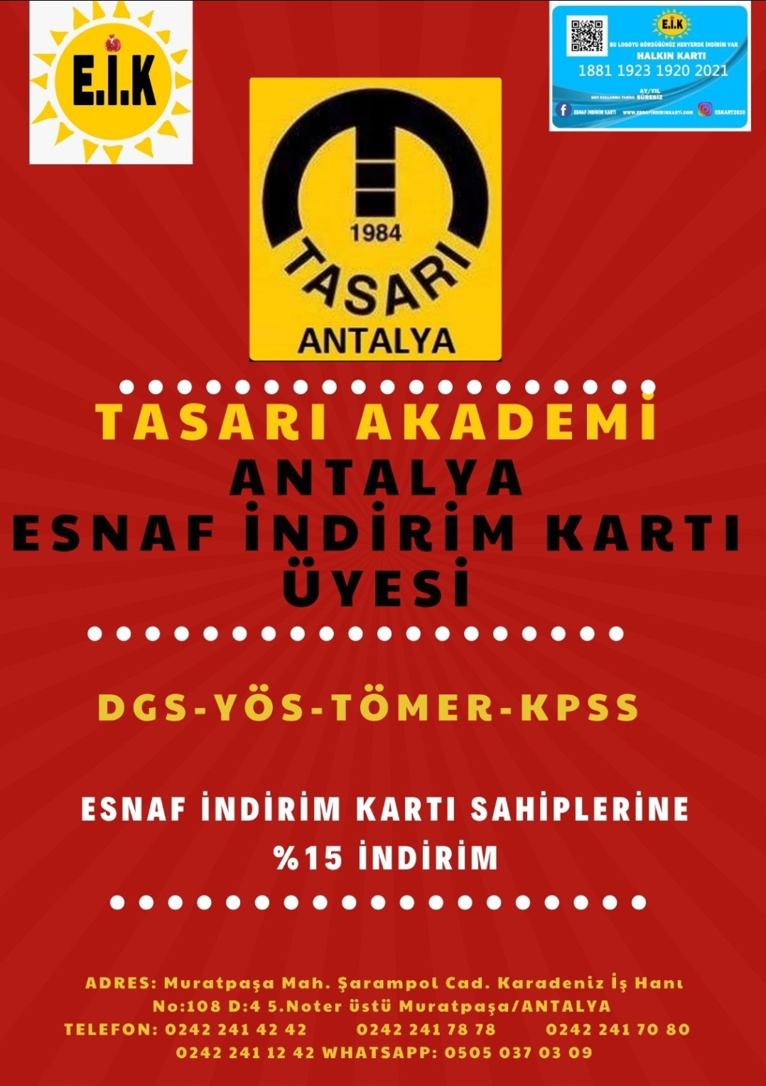 Tasarı Akademi Antalya Esnaf İndirim Kartı ailesine katıldı