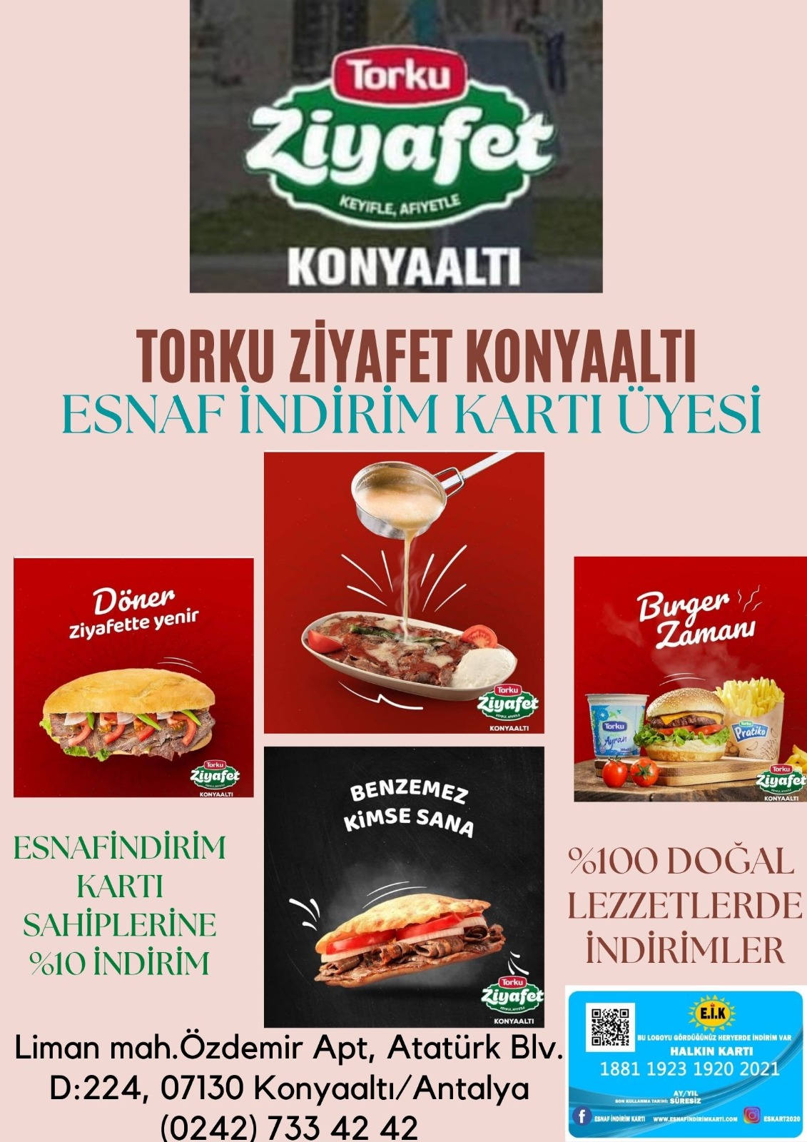 TORKU ZİYAFET KONYAALTI ESNAF İNDİRİM KARTI ÜYESİ..!