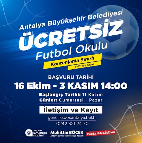 ÜCRETSİZ FUTBOL OKULU 11 KASIM’DA EĞİTİME BAŞLIYOR