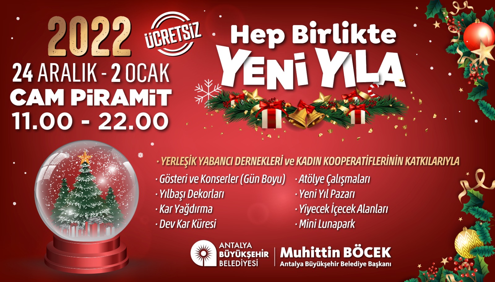 Yılbaşı Festivali  24 Aralık-2 Ocak arasında Cam Piramit'te