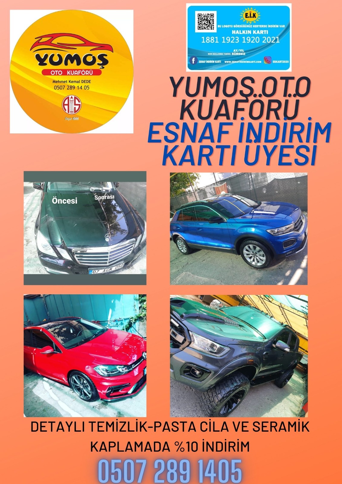 YUMOŞ OTO KUAFÖRÜ ESNAF İNDİRİM KARTI ÜYESİ