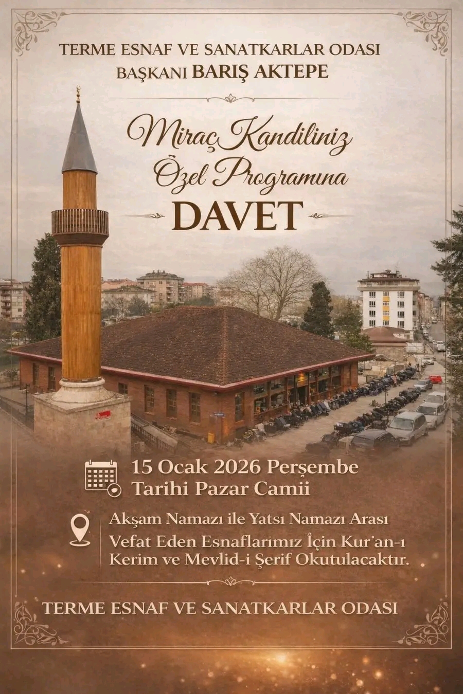 Terme’de Miraç Kandili’nde Esnaflar İçin Kur’an ve Mevlid Programı Düzenlendi - Görsel 1