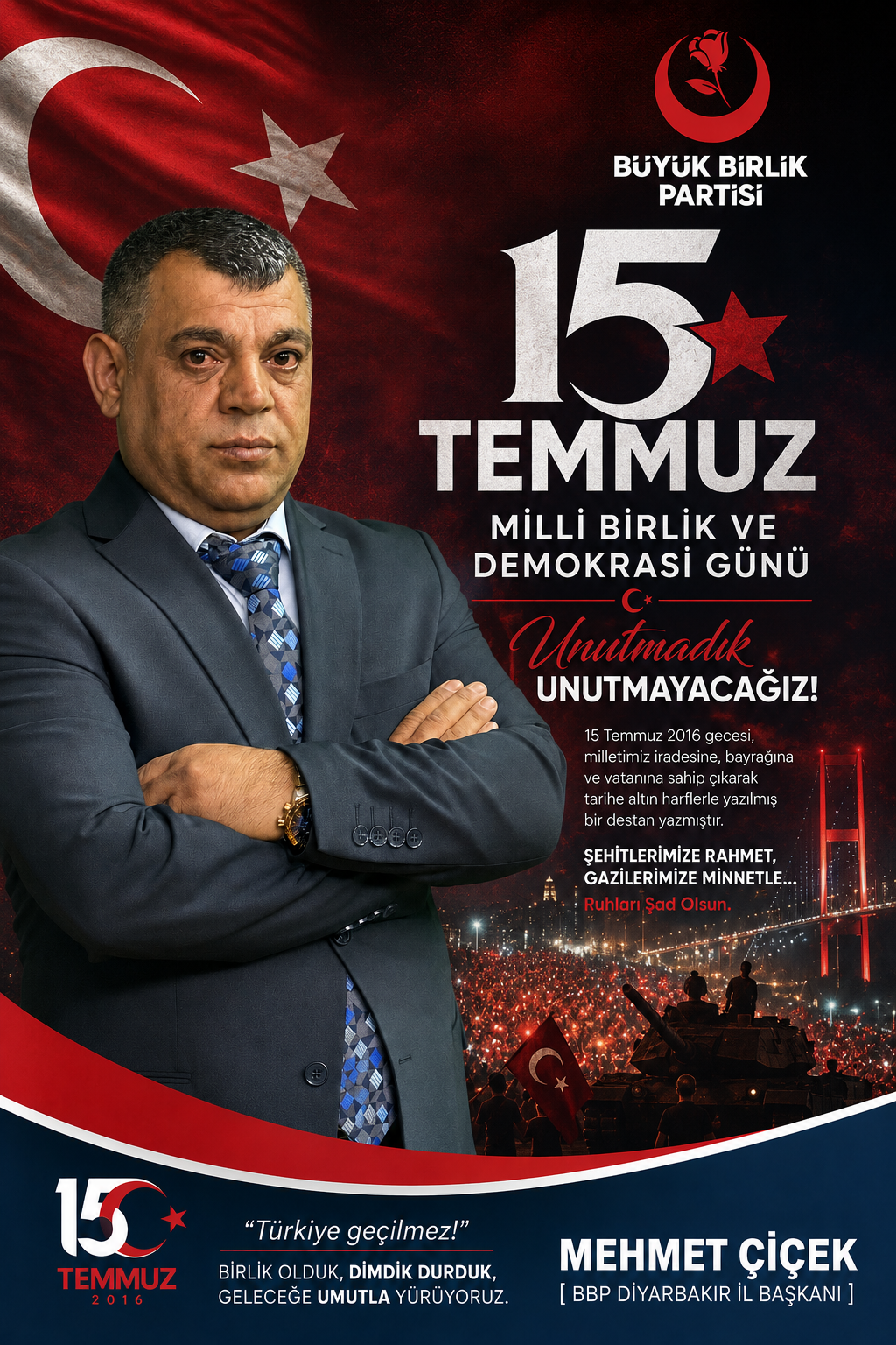BÜYÜK BİRLİK PARTİSİ DİYARBAKIR İL BAŞKANLIĞI 15 TEMMUZ DEMOKRASİ VE MİLLÎ BİRLİK GÜNÜ BASIN AÇIKLAMASI - Görsel 1