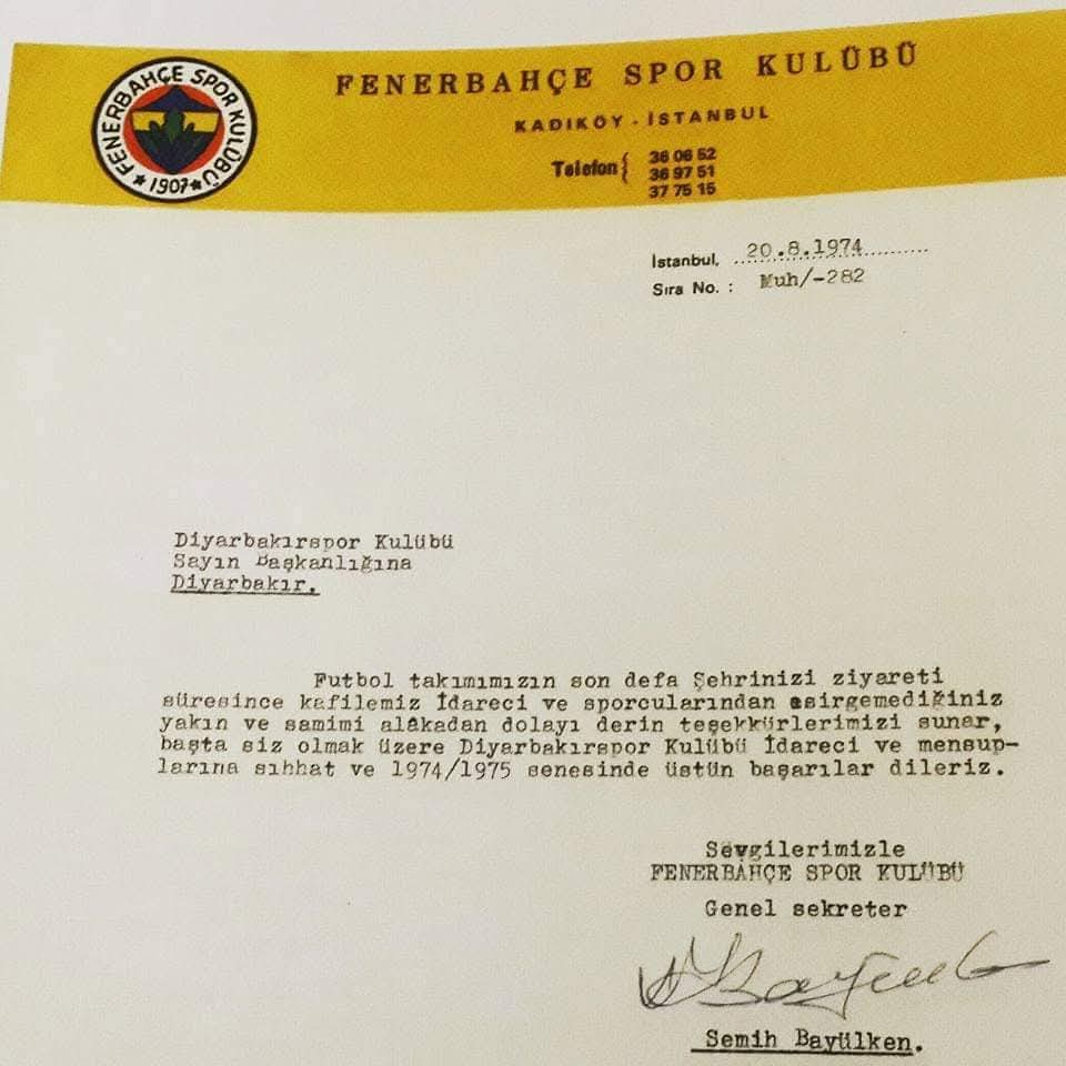 53 YIL ÖNCE 3.LİG'DE FENERBAHÇE'Yİ DİYARBAKIR'A GETİREN MEKTUP - Görsel 1