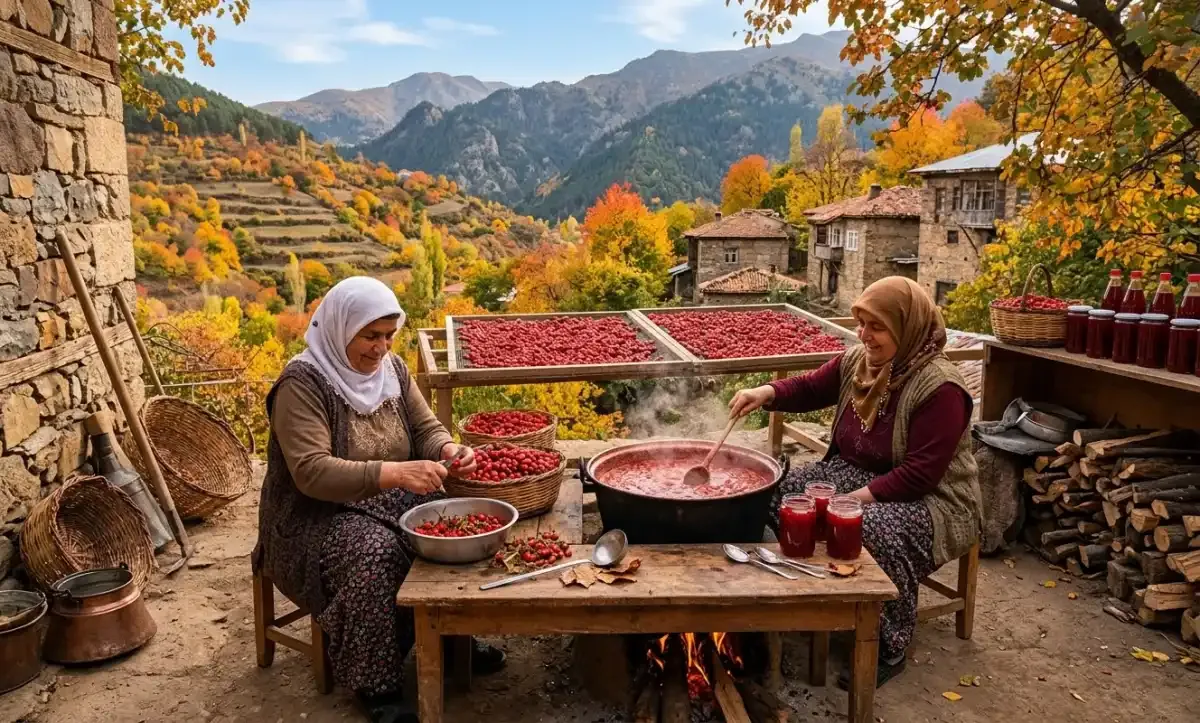 Gümüşhane'de kuşburnu hasadı başladı: Kışlık hazırlıklar sürüyor