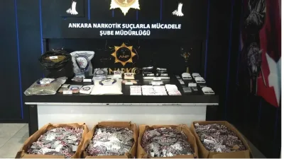 Ankara’da narkotik operasyonunda 614 bin sentetik ecza ele geçirildi